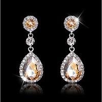 Women\'s Elegant Water Shape AAA Zircon Crystal Drop Earrings for Wedding Party, Fine JewelryImitation Diamond Birthstone