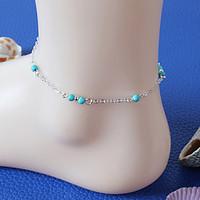 Women European Style Fashion Hot Handmade Imitation Turquoise Beads Anklet Jewelry