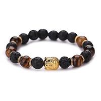 women men fashion bracelet pulseras mujer black lava stone buddha bead ...