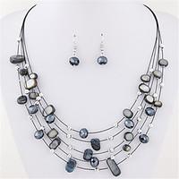 Women European Style Fashion Exquisite Bohemian Multilayer Shell Necklace Earring Set
