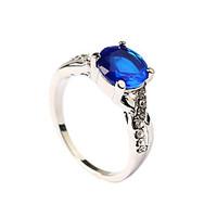 womans simple zircon sapphire noble ring party daily casual 1pc statem ...