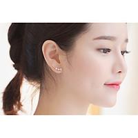 Women\'s Fine 925 Silver/Rose Gold Star Flower Stud Clip Earrings with AAA Zircon Gift (1 Pair)