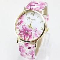 womens fashion watch quartz leather band flower casual multi colored