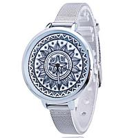 Women/Lady\'s Gold/Silver Steel Thin Band World Map White Round Case Analog Quartz Fashion Watch Strap Watch