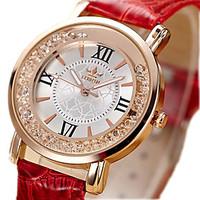 Women\'s Unisex Fashion Watch / Imitation Diamond Quartz PU Band Vintage Black White Red Pink Strap Watch