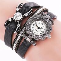 Women\'s Cool Quartz Fashion Casual Watch PU Belt Butterfly Beautiful Diamond Bracelet Round Dial Watch Unique Watch