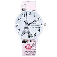 Women\'s Fashion Cool Quartz Casual Watch Leather Belt Eiffel Tower Round Alloy Dial Watch Unique Watch
