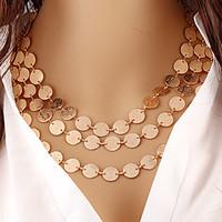 womens layered necklaces jewelry circle alloy fashion simple style mul ...