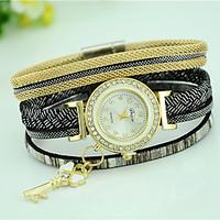 womens bracelet watch imitation diamond rhinestone quartz leather band ...