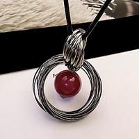 Women\'s Pendant Necklaces Imitation Pearl Pearl Alloy Circle Circular Fashion Red Jewelry Daily Casual 1pc
