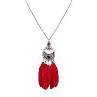 womens pendant necklaces feather alloy geometric tassels euramerican f ...