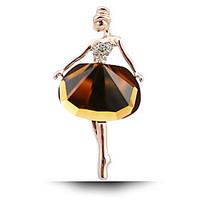 womens fashion alloyrhinestonecrystal gilding ballet girl brooches pin ...