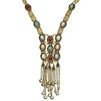 Women Bohemian Style Vintage Long Tassel Pearl Statement Necklace