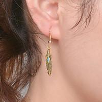 Women\'s Simple Alloy Leaf Pattern Gold and Silver Color Sweet Earrings Drop Earrings 1 pair