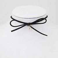 Women\'s Choker Necklaces Tattoo Choker Velvet Simulated Diamond Bowknot Tattoo Style Bow Fashion Black Jewelry Party Daily Casual 1pc
