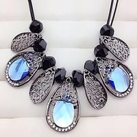 Women\'s Choker Necklaces Crystal Imitation Sapphire Alloy Oval Flower Style Fashion Gray Blue LED Jewelry Party Daily Casual 1pc