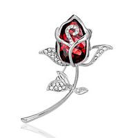 womens fashion alloyrhinestonecrystal rose flower brooches pin partyda ...