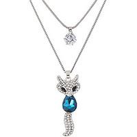 Women\'s Pendant Necklaces Rhinestone Simulated Diamond Alloy Animal Shape Double-layer Fashion Dark Blue Red Green Blue JewelryParty