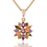 Women\'s Pendant Necklaces AAA Cubic Zirconia Flower Zircon Cubic Zirconia Alloy Fashion Rainbow Jewelry For Daily 1pc