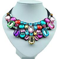 womens statement necklaces alloy resin rhinestone simulated diamond fa ...