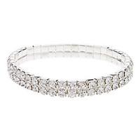 Women\'s Tennis Bracelet Rhinestone Rhinestones Double-layer Elegant Bridal Luxury Silver Plated Imitation Diamond Square Silver Jewelry