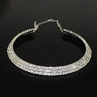 Women\'s Choker Necklaces Crystal Zircon Rhinestone Alloy Fashion Silver Jewelry Party 1pc