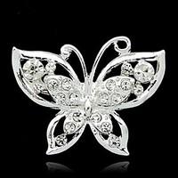 Women\'s Colorful Butterfly Silver Plated Brooch(Random Color)