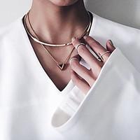 Women\'s Choker Necklaces Jewelry Triangle Shape Alloy Dangling Style Pendant Geometric Euramerican Fashion Jewelry ForParty Special