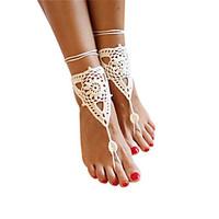 Women\'s Triangle Embellished Solid Crochet Cotton Barefoot Sandals Anklet