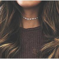 Women\'s Choker Necklaces Round Rhinestone Alloy Euramerican Fashion Jewelry For Wedding Party 1pc