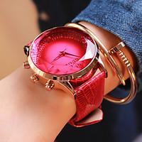 Women\'s Fashion Watch Quartz Japanese Quartz Casual Watch Leather Band Blue Red Purple