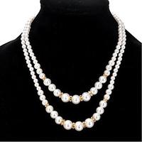 Women\'s Strands Necklaces Rhinestone Circle Geometric Imitation Pearl Rhinestone Alloy Circular Unique Design Fashion Vintage Simple Style