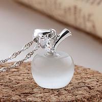 Women\'s Pendant Necklaces Silver Sterling Silver Rhinestone Fashion White Pink Jewelry Party Daily Casual 1pc