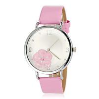 Women\'s Flower Pattern Round Dial PU Band Quartz Wrist Watch (Assorted Colors) Cool Watches Unique Watches