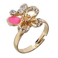 Women\'s Butterfly Flower Golden Plated Adjustable Ring(Random Color)