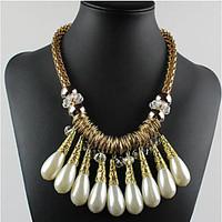 Women\'s Statement Necklaces Pearl Necklace Crystal Pearl Alloy Drop Fashion Screen Color Jewelry