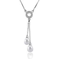 Women\'s Pendant Necklaces Chain Necklaces Imitation Pearl AAA Cubic Zirconia Single Strand Round GeometricImitation Pearl Zircon Copper