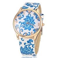 Women\'s Fashion Blue White Porcelain Pattern PU Band Quartz Wrist Watch (Assorted Colors) Cool Watches Unique Watches
