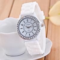 womens watch fashion diamond case silicone strap casual wrist watch co ...