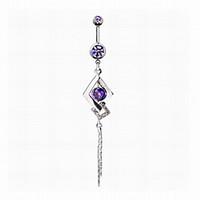 Women\'s Body Jewelry Navel Rings/Belly Piercing Simulated Diamond Alloy Unique Design Fashion Jewelry Purple Blue Jewelry Daily Casual 1pc