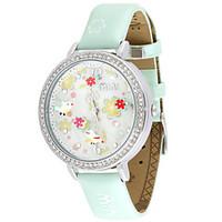 Women\'s Fashion Watch Quartz Leather Band White Green