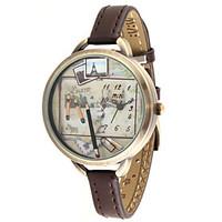 womens fashion watch quartz leather band brown