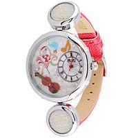 womens fashion watch quartz leather band red