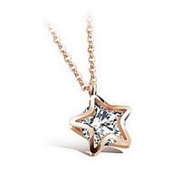 Women\'s Pendant Necklaces Titanium Steel Simulated Diamond Star Basic Fashion Gold Silver Jewelry Daily Casual 1pc