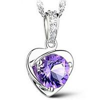 Women\'s Pendant Necklaces Crystal Sterling Silver Fashion Silver Purple Jewelry Wedding Party Daily Casual 1pc