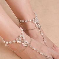 womens ankletbracelet imitation pearl fashion flower silver gold women ...