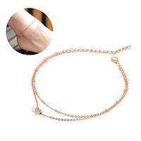 Women\'s Anklet/Bracelet Alloy Fashion 2017 Double Layer Gold Color Alloy Chain Cute Love Pendant Beach Anklet New Korean Style Casual 1 pc