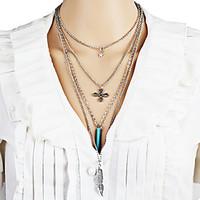 Women\'s Statement Necklaces Turquoise Bowknot Leaf Alloy Unique Design Dangling Style Bikini Fashion Bohemian Personalized Jewelry For