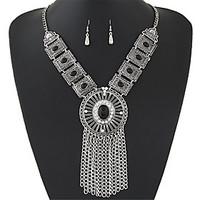 women european style fashion simple hollow gem tassel short necklace e ...