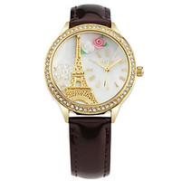 womens fashion watch quartz leather band white brown pink